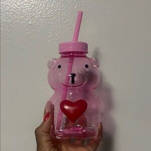 Viral Pink Bear Shaped Cup with Straw